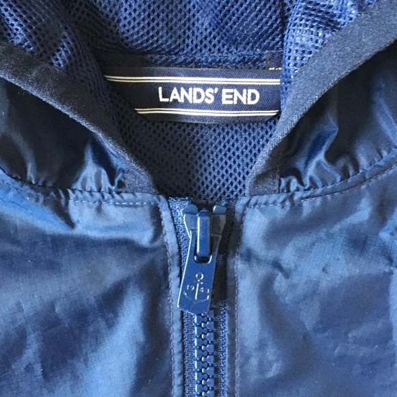 Lands' End Navy blue Windbreaker size 7 large Jacket Navy Blue Full Zip EUC. - Picture 12 of 13
